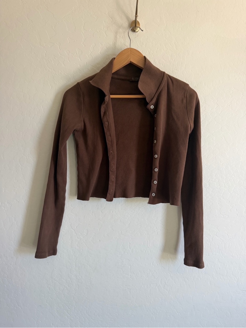 John Galt Brandy Melville Ribbed Button Up Long Sleeve